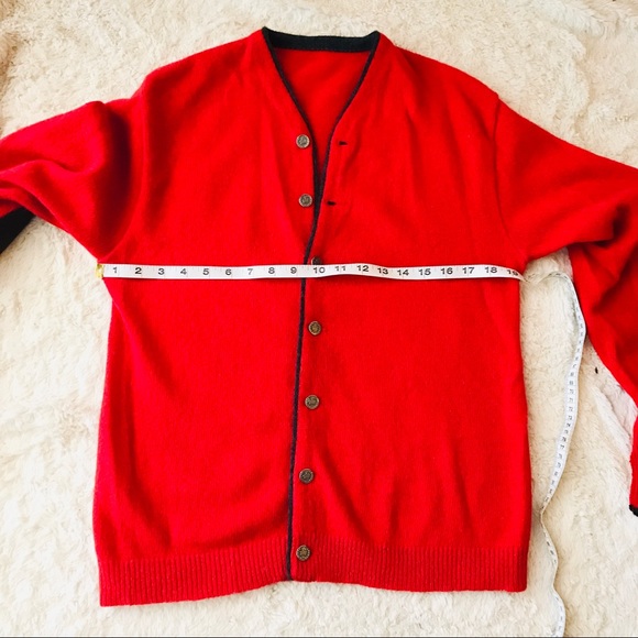 Vintage Red Elbow Patch Button Front Cardigan Sweater Size Large - Picture 7 of 7